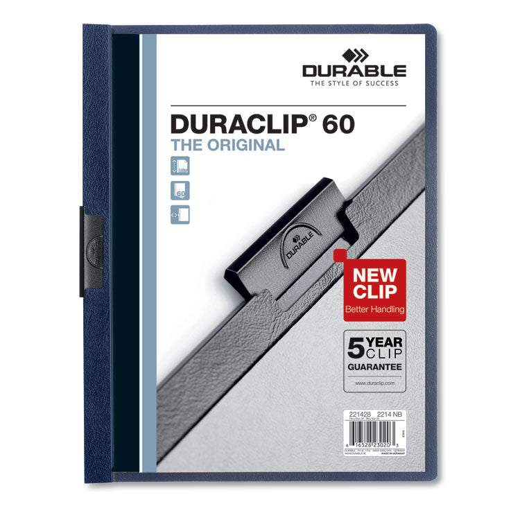 Durable - DuraClip Report Cover with Clip Fastener, 8.5 x 11, Clear/Navy, 25/Box