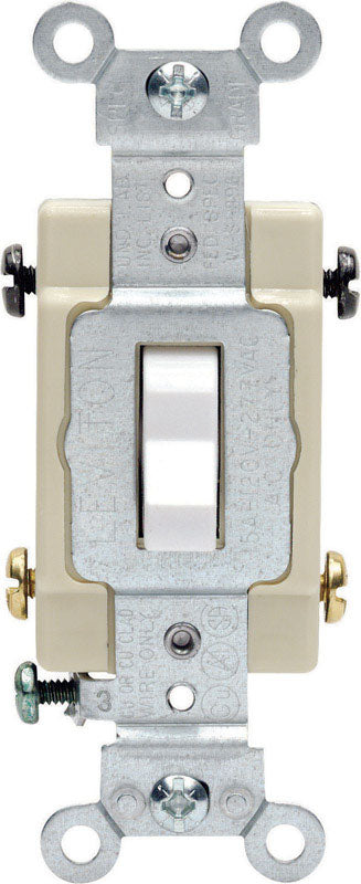 LEVITON - Leviton 15 amps Four Pole Toggle AC Quiet Switch White 1 pk