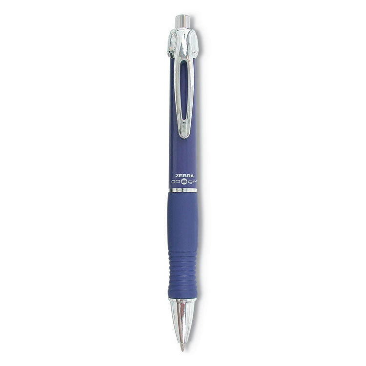 Zebra - GR8 Gel Pen, Retractable, Medium 0.7 mm, Blue Ink, Blue/Silver Barrel, 12/Pack