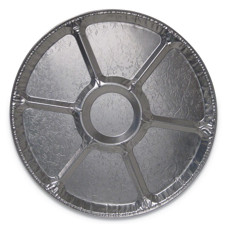 Durable Packaging - Aluminum Cater Trays, 7 Compartment Lazy Susan, 18" Diameter x 0.94"h, Silver, 50/Carton