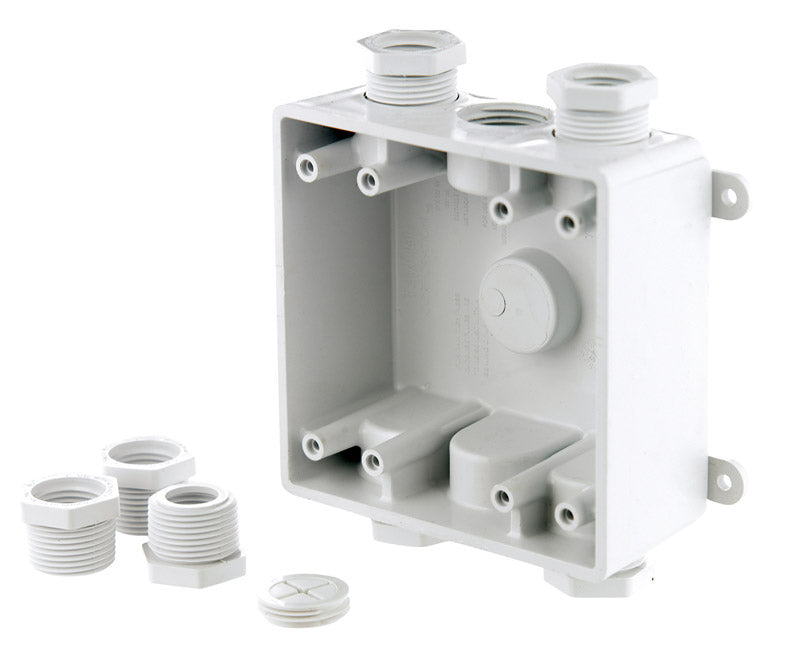 TAYMAC - TayMac 26-1/2 cu in Square Plastic 2 gang Outlet Box White