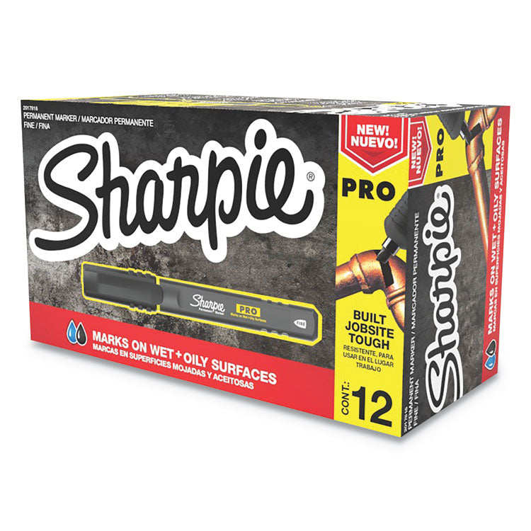 Sharpie - Pro Permanent Marker, Fine Bullet Tip, Black, Dozen