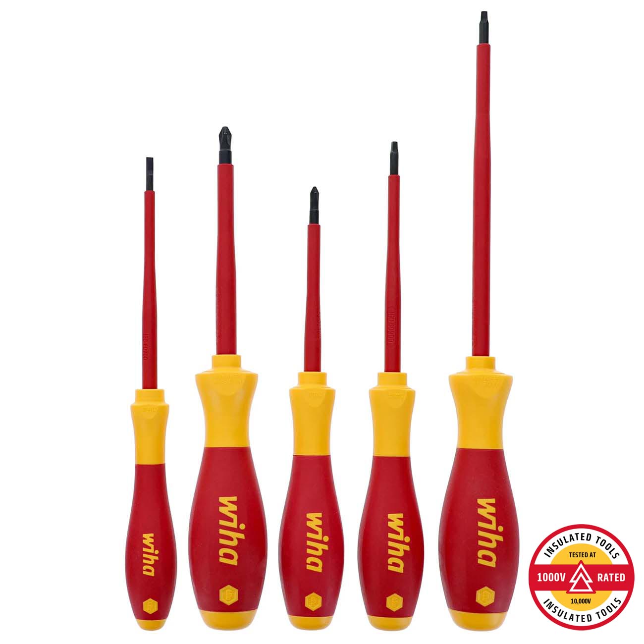 Wiha SoftFinish Slotted/Phillips/Square Insulated Screwdriver Set (5 Piece Set)