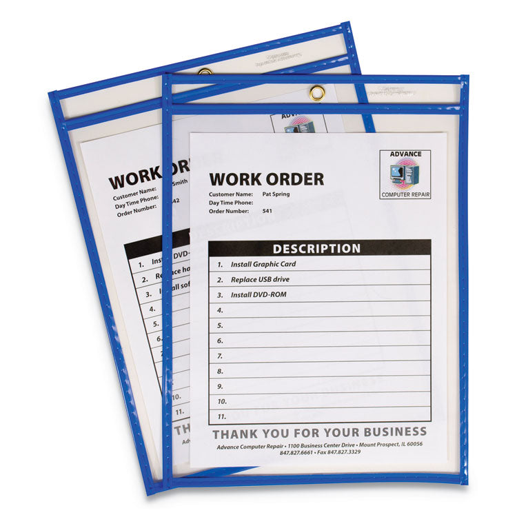 C-Line - Stitched Shop Ticket Holders, Top Load, Super Heavy, Clear, 9" x 12" Inserts, 15/Box