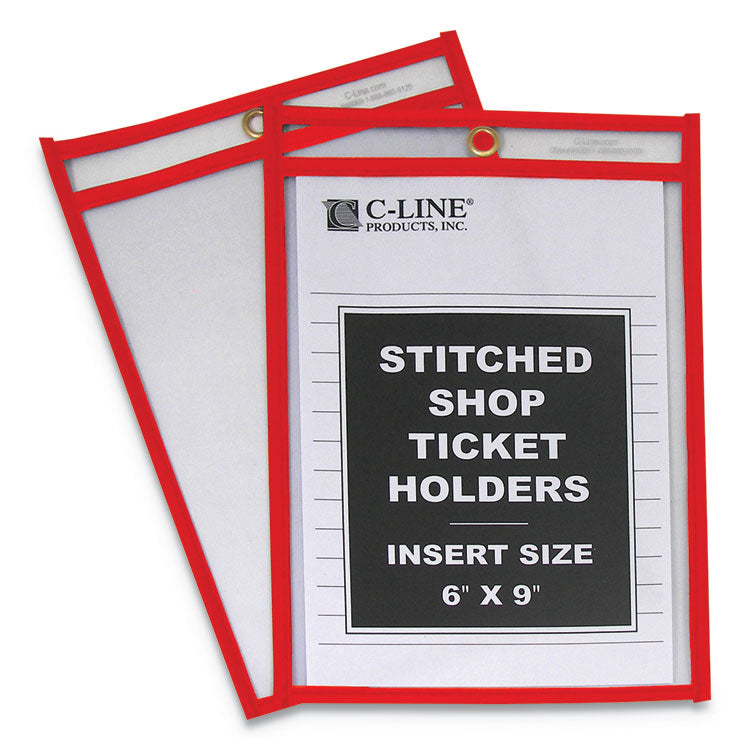 C-Line - Stitched Shop Ticket Holders, Top Load, Super Heavy, Clear, 6" x 9" Inserts, 25/Box