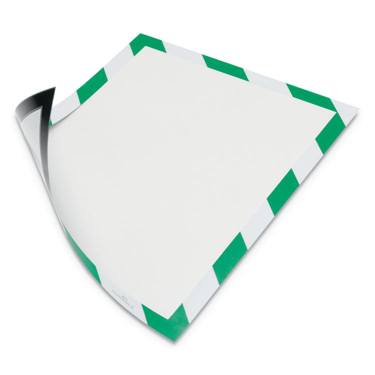 Durable - DURAFRAME Security Magnetic Sign Holder, 8.5 x 11, Green/White Frame, 2/Pack