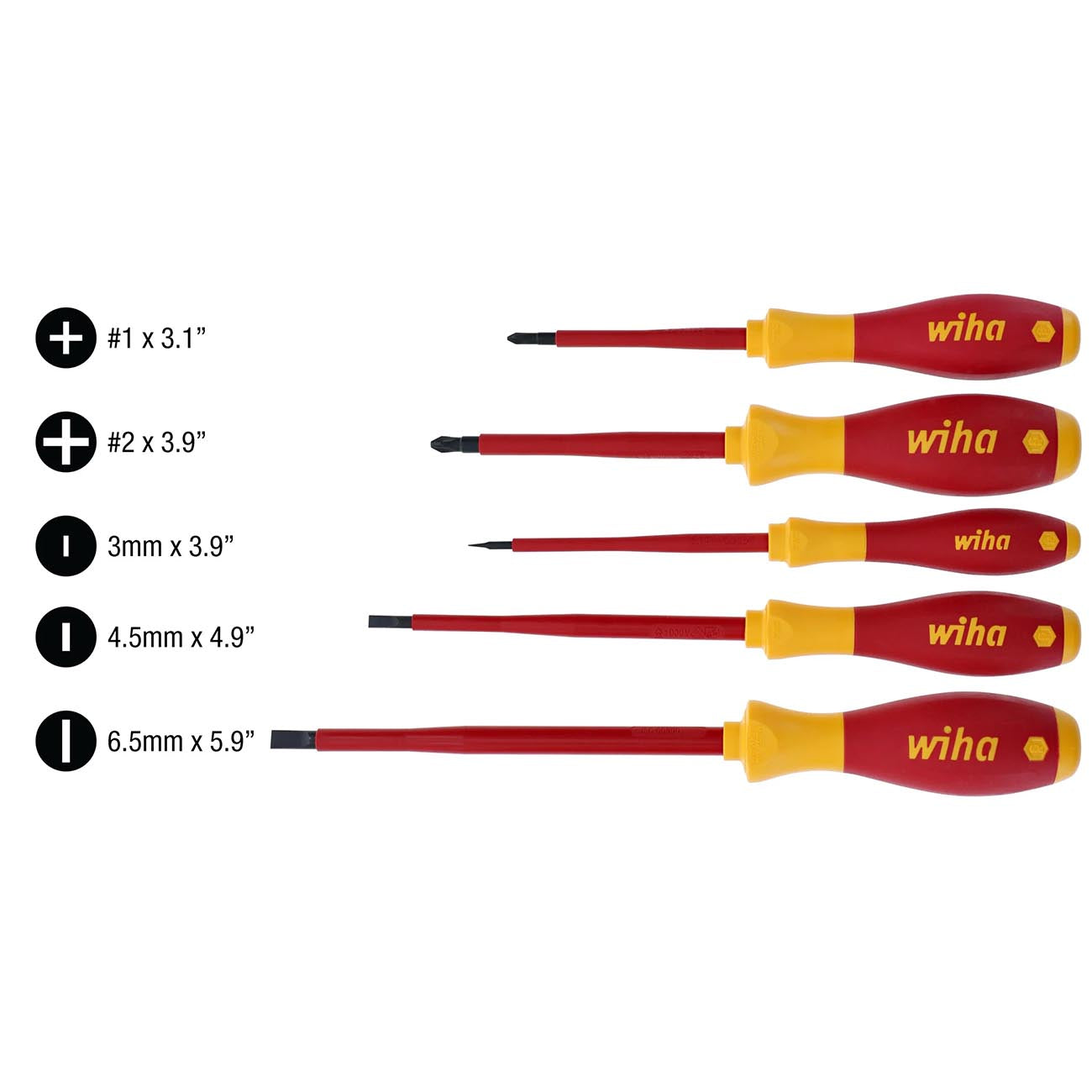 Wiha Insulated SoftFinish Slotted/Phillips Screwdriver Set (5 Piece Set)