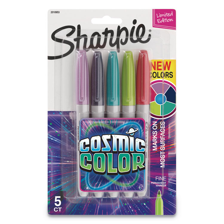 Sharpie - Cosmic Color Permanent Markers, Medium Bullet Tip, Assorted Cosmic Colors, 5/Pack