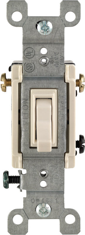 LEVITON - Leviton 15 amps Three Pole Toggle AC Quiet Switch Light Almond 1 pk [01453-02T]