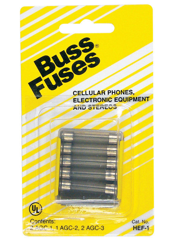 BUSS - Bussmann Assorted amps Glass Tube Fuse 5 pk [HEF-1]