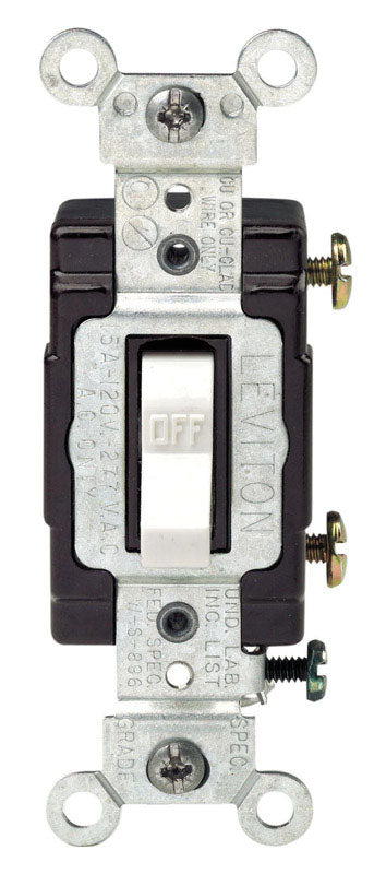 LEVITON - Leviton 15 amps Single Pole Toggle Switch White 1 pk [C22-05501-LHW]