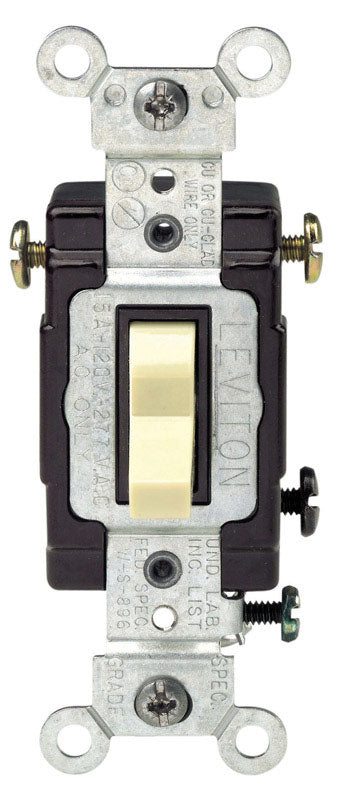 LEVITON - Leviton Commercial Illuminated 15 amps 3-Way Toggle Switch Ivory 1 pk