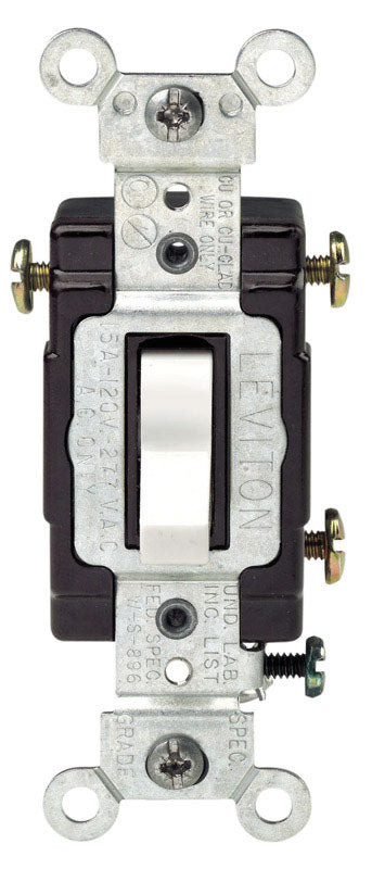 LEVITON - Leviton 15 amps 3-Way Toggle AC Quiet Switch White 1 pk