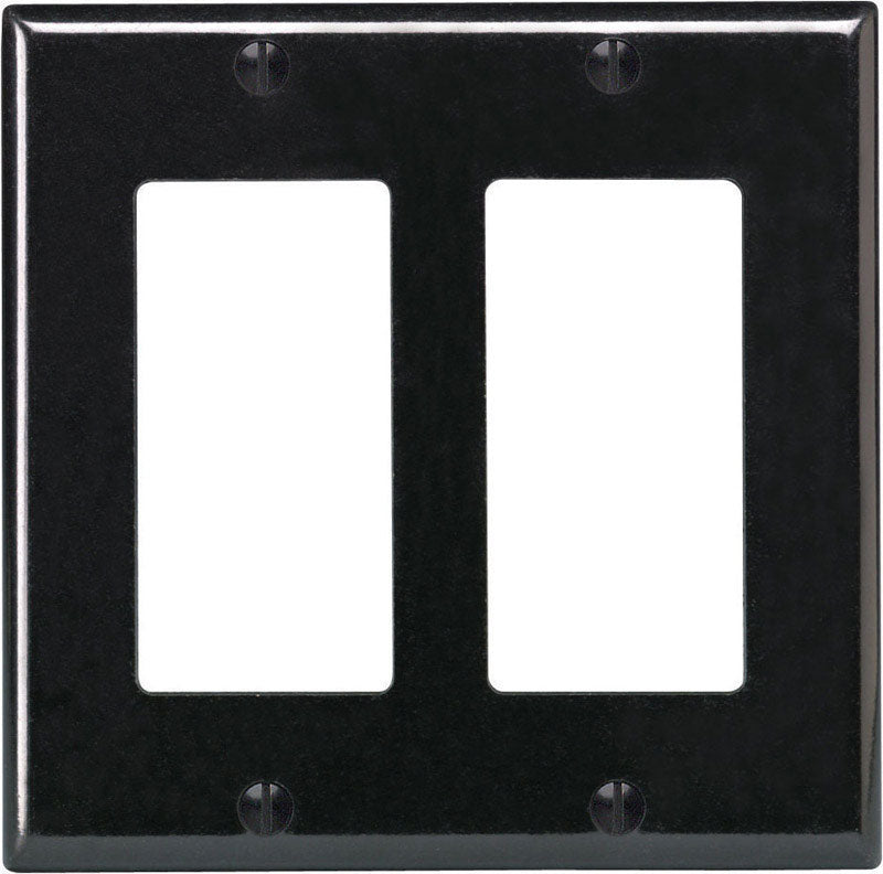 LEVITON MFG. CO. - Leviton Decora Black 2 gang Thermoset Plastic Decorator Wall Plate 1 pk