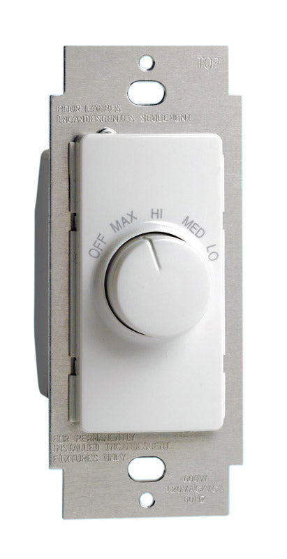 LEVITON MFG. CO. - Leviton Decora 1.5 amps Single Pole Rotary Fan Control White 1 pk