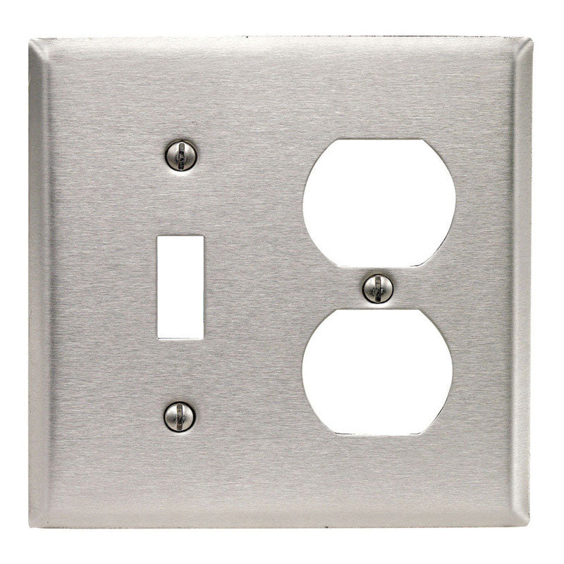 LEVITON MFG. CO. - Leviton Silver 2 gang Stainless Steel Duplex/Toggle Wall Plate 1 pk