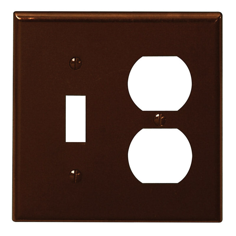 LEVITON - Leviton Brown 2 gang Plastic Duplex/Toggle Wall Plate 1 pk