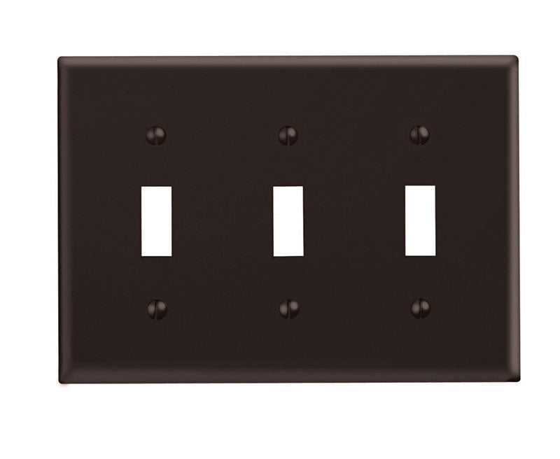 LEVITON - Leviton Brown 3 gang Thermoset Plastic Toggle Wall Plate 1 pk