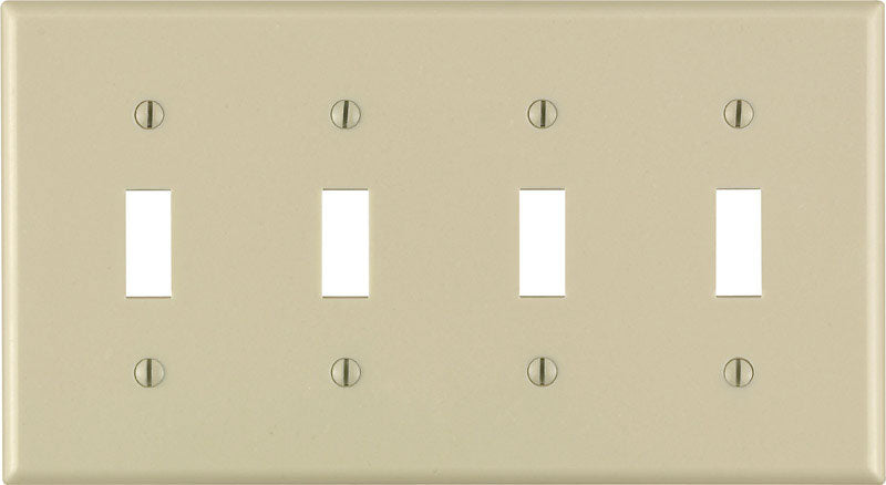 LEVITON - Leviton Ivory 4 gang Thermoset Plastic Toggle Wall Plate 1 pk