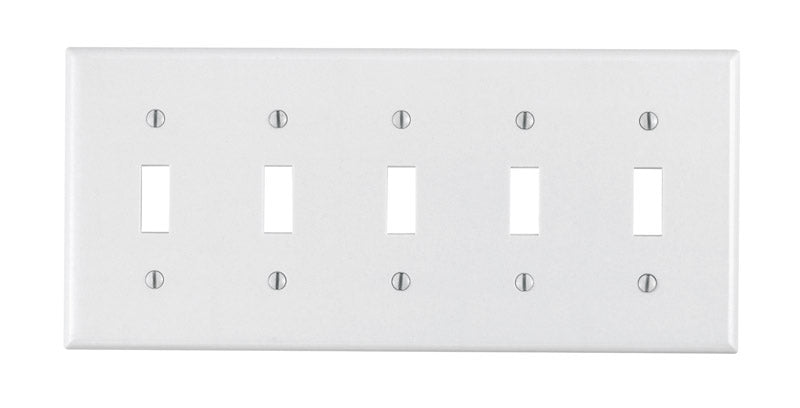 LEVITON - Leviton White 5 gang Plastic Toggle Wall Plate 1 pk