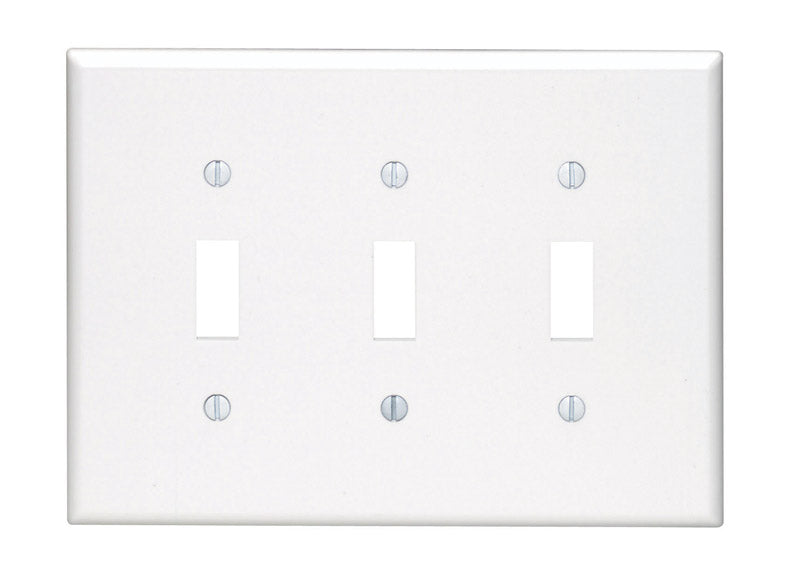 LEVITON MFG. CO. - Leviton White 3 gang Plastic Toggle Wall Plate 1 pk