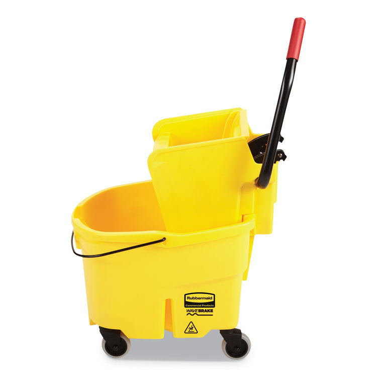Rubbermaid Commercial - WaveBrake 2.0 Bucket/Wringer Combos, Side-Press, 26 qt, Plastic, Yellow