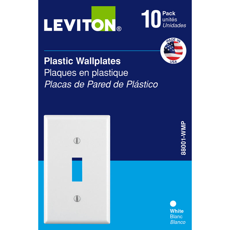 LEVITON MFG. CO. - Leviton White 1 gang Thermoset Plastic Toggle Wall Plate 10 pc