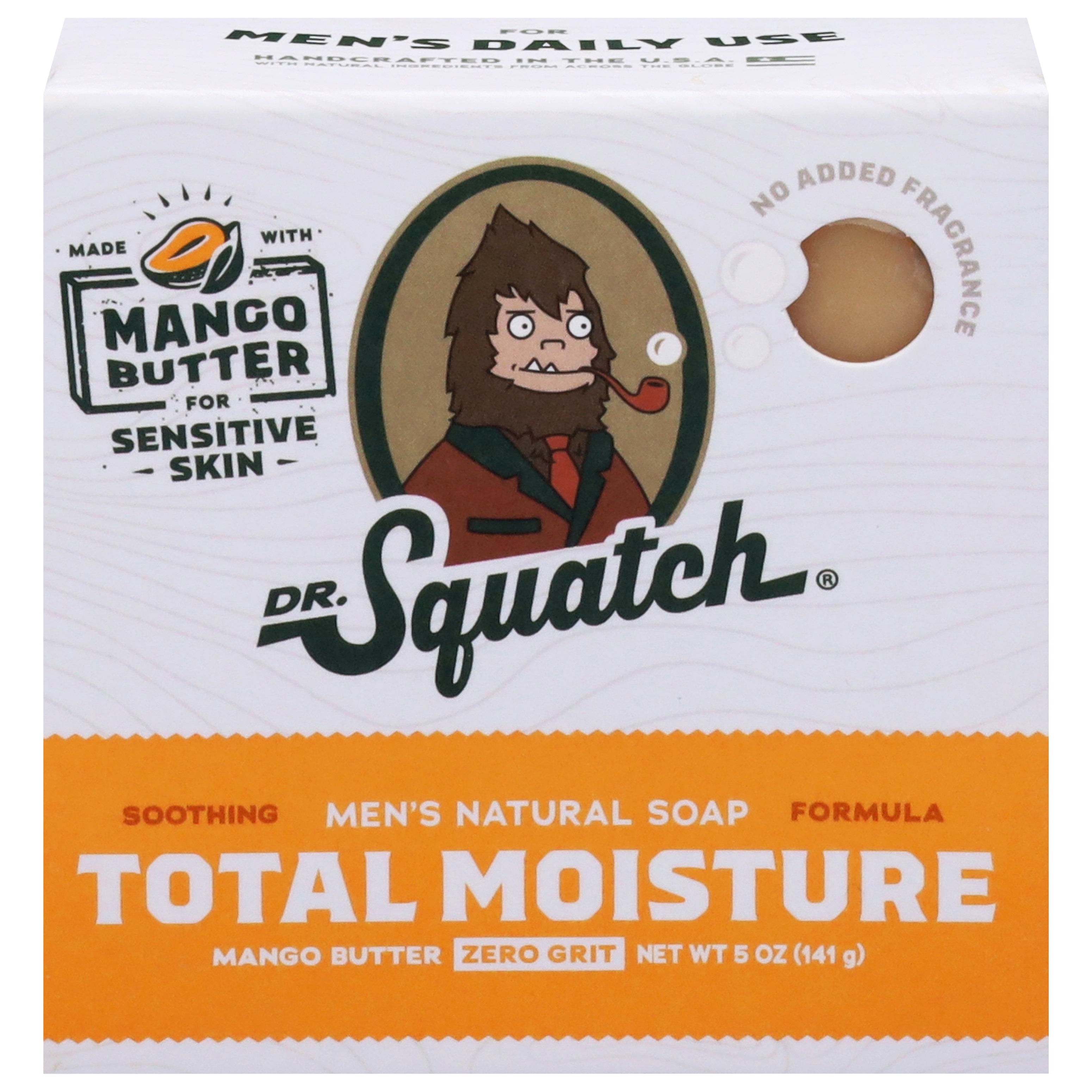 Dr. Squatch Men's Zero Grit Total Moisture Natural Mango Butter Soap 5 oz - Case of 1