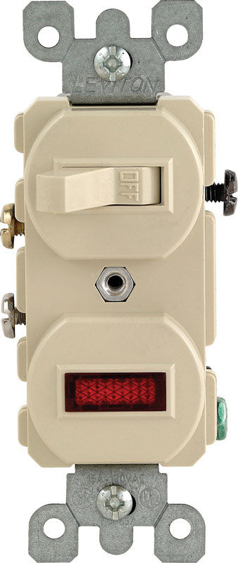 LEVITON MFG. CO. - Leviton 15 amps Single Pole Combination Switch w/ Pilot Ivory 1 pk