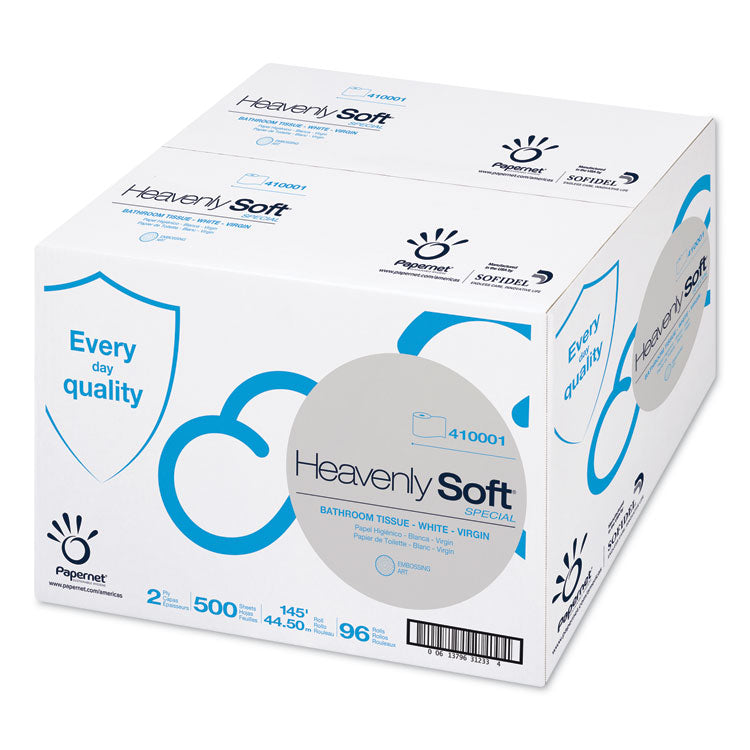 Papernet - Heavenly Soft Toilet Tissue, Septic Safe, 2-Ply, White. 4.1" x 146 ft, 500 Sheets/Roll, 96 Rolls/Carton