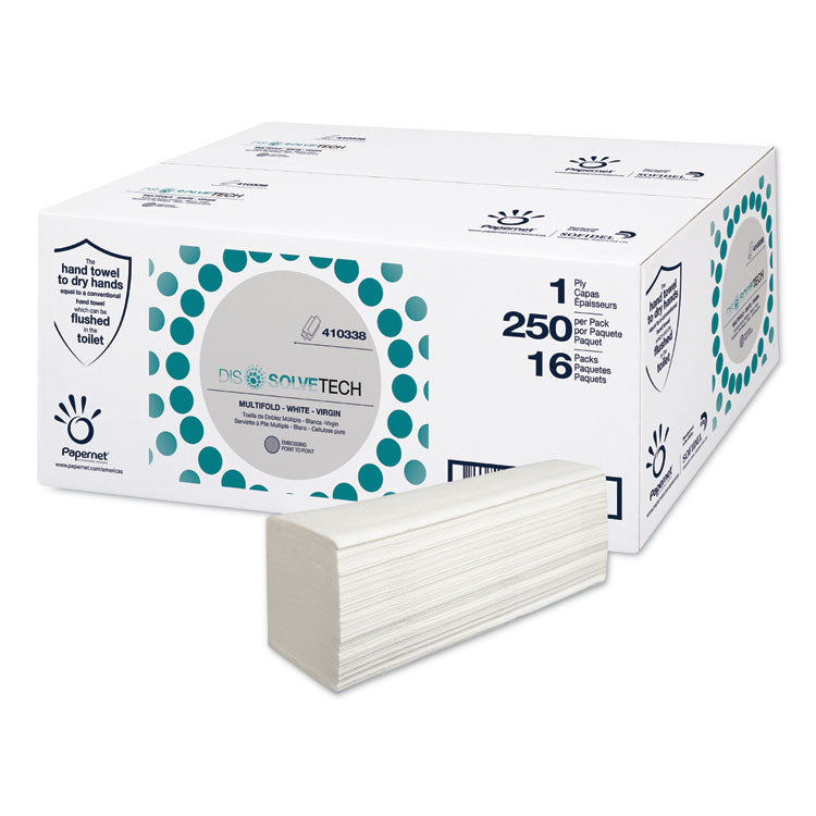 Papernet - DissolveTech Paper Towel, 5.3 x 8, White, 250/Pack, 16 Packs/Carton
