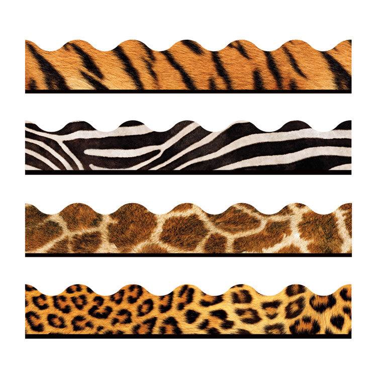 TREND - Terrific Trimmers Print Board Trim, 2.25" x 156 ft, Animal Prints, Assorted Colors/Designs