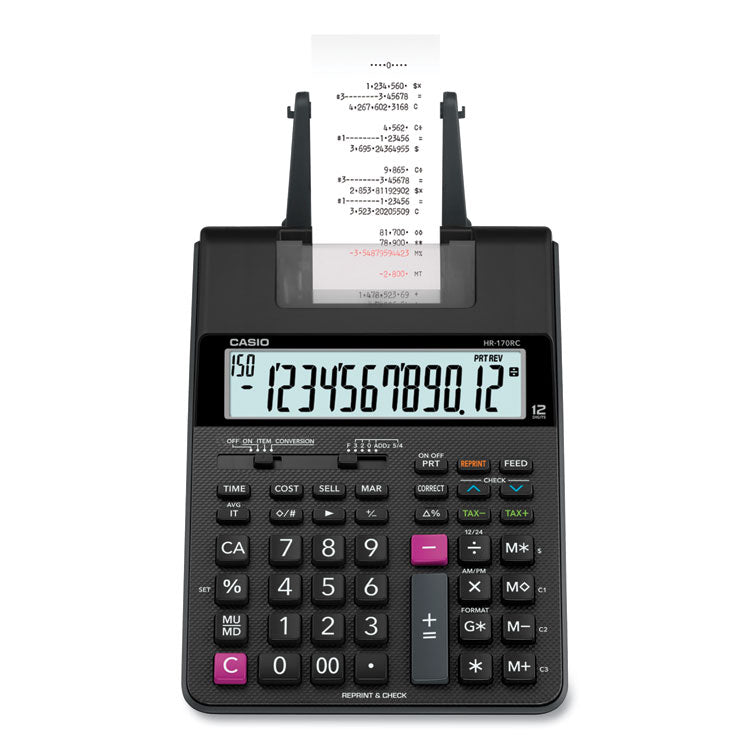 Casio - HR170R Printing Calculator, Black/Red Print, 2 Lines/Sec