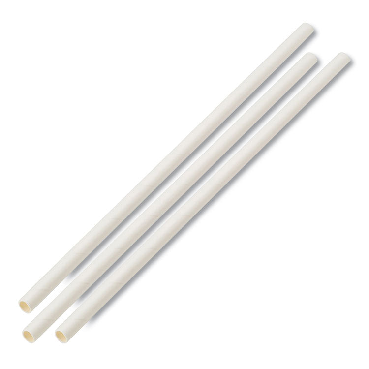 Boardwalk - Unwrapped Paper Straws, 7.75" x 0.25" White, 4,800 Straws/Carton