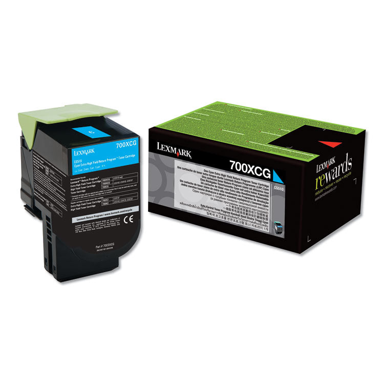 Lexmark - 70C0XCG Return Program Extra High-Yield Toner, 4,000 Page-Yield, Cyan, TAA Compliant