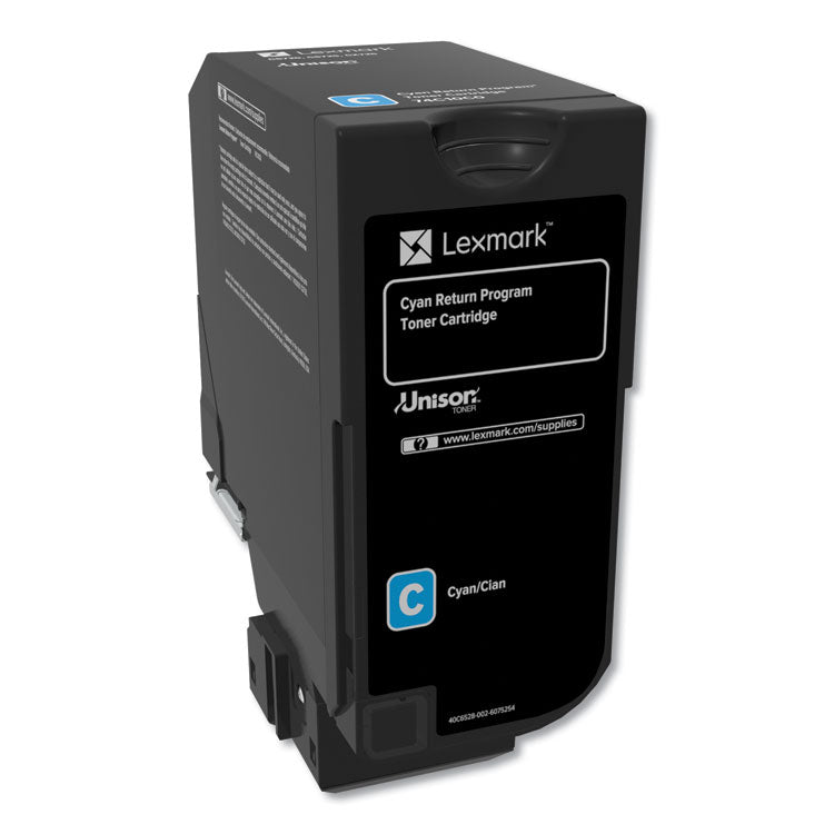 Lexmark - 74C10C0 Return Program Unison Toner, 3,000 Page-Yield, Cyan