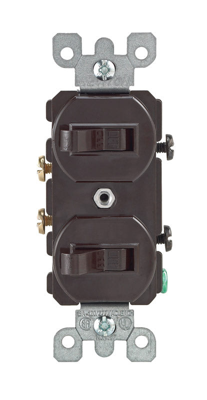 LEVITON - Leviton 15 amps Single Pole Toggle Switch Brown 1 pk