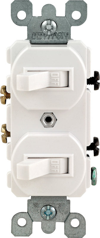 LEVITON - Leviton 15 amps Single Pole Toggle Switch White 1 pk [05224-2WS]