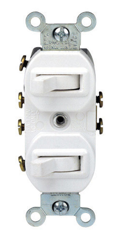 LEVITON - Leviton 15 amps Three Pole Toggle Duplex Combination Switch White 1 pk