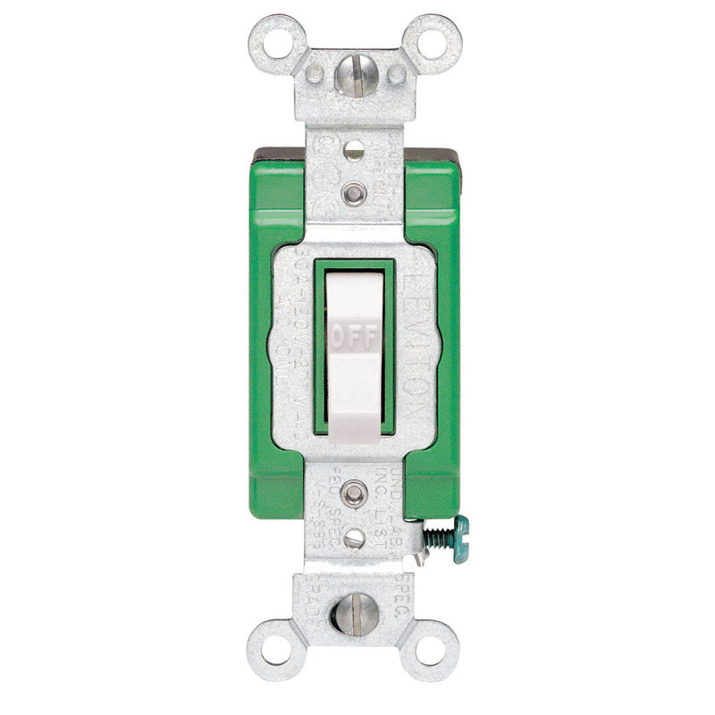 LEVITON - Leviton Industrial 30 amps Double Pole Toggle AC Quiet Switch White 1 pk