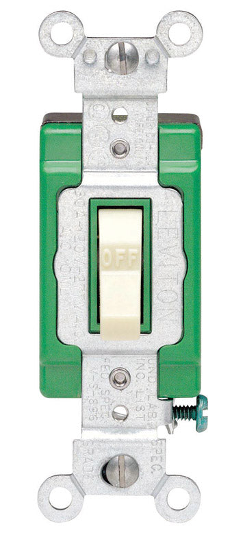 LEVITON - Leviton Industrial 30 amps Double Pole Toggle AC Quiet Switch Ivory 1 pk