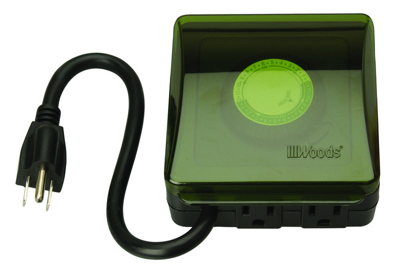 WOODS - Woods Outdoor Plug In Timer 125 V Green