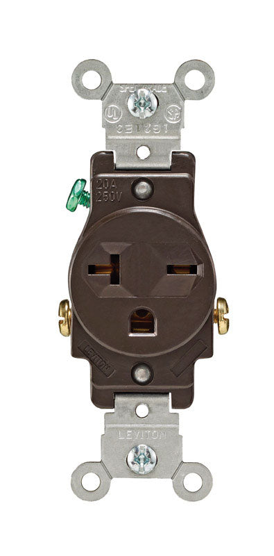 LEVITON - Leviton 20 amps 250 V Single Brown Outlet 6-20R 1 pk