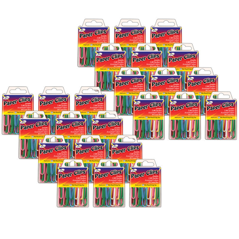 THE PENCIL GRIP - The Classics™ Paper Clips, 2", Assorted Colors, 30 Per Pack, 24 Packs