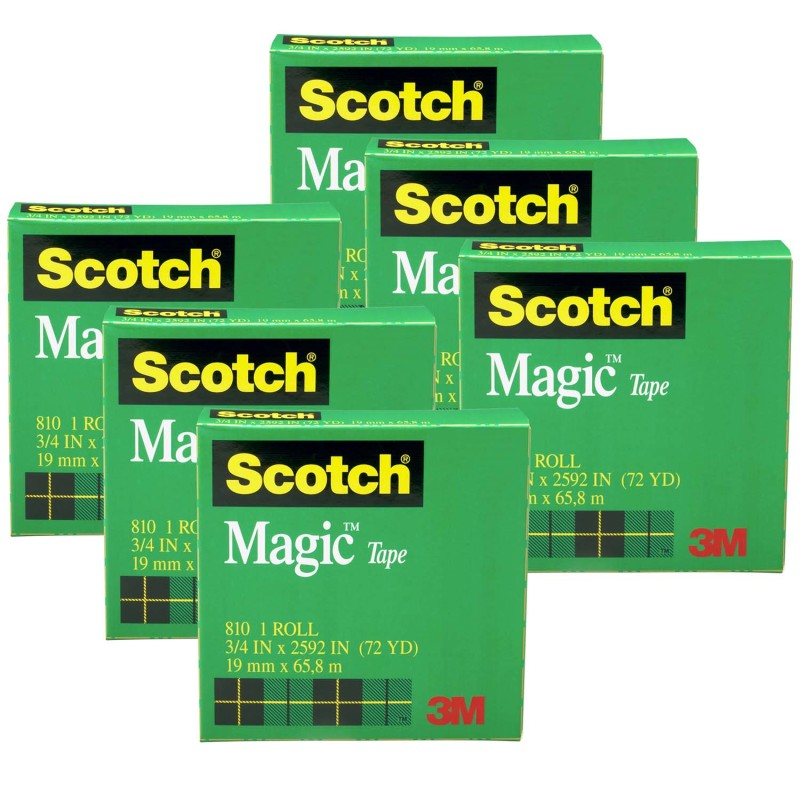 SCOTCH - Magic™ Tape Refill Rolls, 3/4" x 1296" Per Roll, 6 Rolls