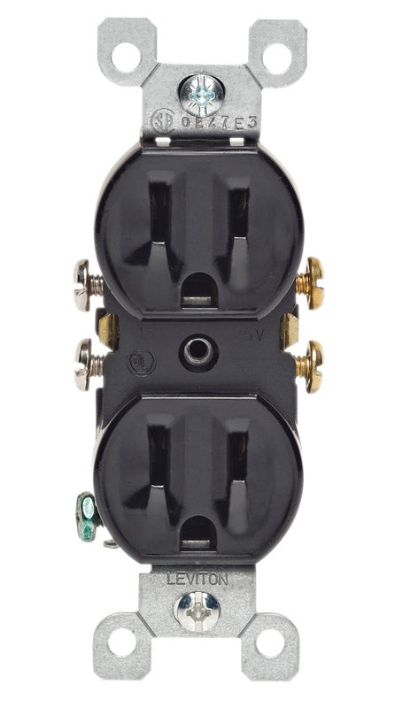 LEVITON - Leviton 15 amps 125 V Duplex Black Outlet 5-15R 1 pk [05320-ECP]