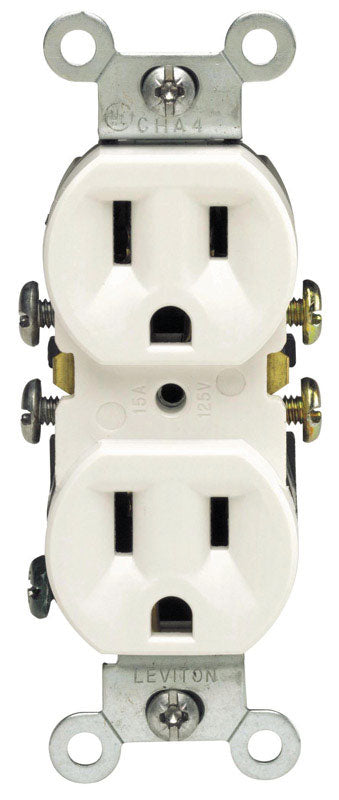 LEVITON - Leviton 15 amps 125 V White Outlet 5-15R 1 pk