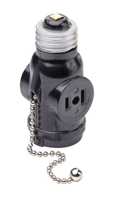 LEVITON - Leviton Plastic Medium Base Lampholder 1 pk [C30-01406-000]