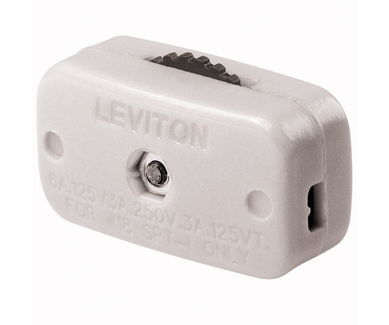 LEVITON - Leviton 3 amps Single Pole Rotary Miniature Cord Switch White 1 pk