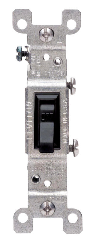 LEVITON - Leviton 15 amps Single Pole Toggle AC Quiet Switch Black 1 pk - Case of 10